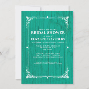 Turquoise Western Barn Wood Bridal Shower Invites Inbjudningar