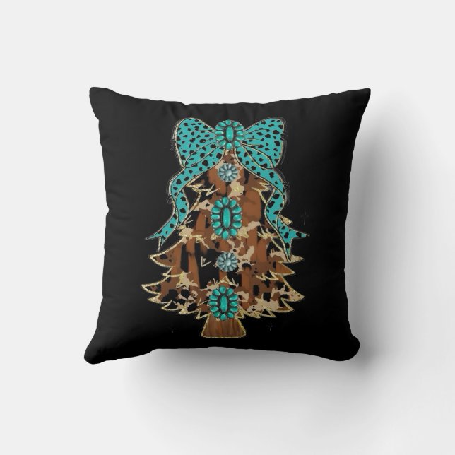 Turquoise western Christmas shirt Kudde (Baksida)