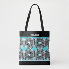 Turquoise, White & Black Tribal Tapestry Tygkasse