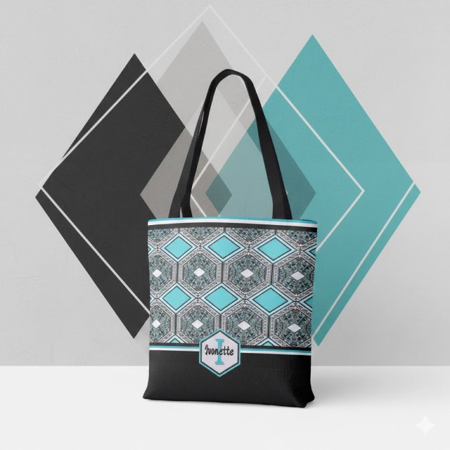 Turquoise, White & Black Tribal Tapestry Tygkasse (Skapare uppladdad)