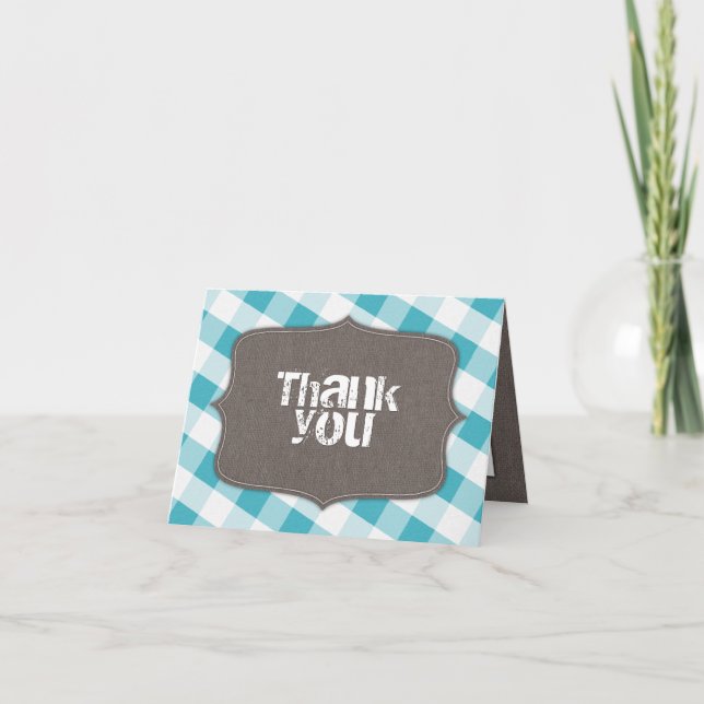 Turquoise & White Gingham Canvas Tack Cards (Framsida)