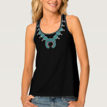 TURQUOISH BLOMMAR NECKLACE GRAPHIC TANK TILL