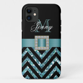TURQUOISK SVART CHEVRON GLITTER