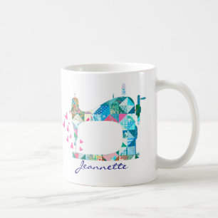 Turquota Patchwork Quilt Sewing Maskin Kaffemugg