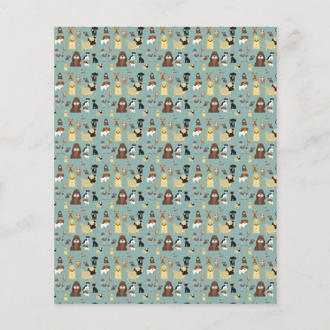 Turquouise-bakgrunden hundar mönster. (Framsida)