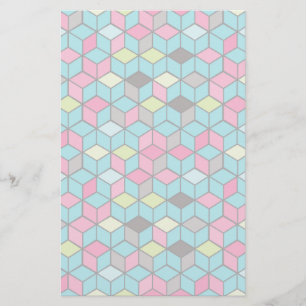 Turquouise och Rosa Cube Mönster Brevpapper