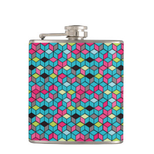 Turquouise och Rosa Cube Mönster Fickplunta