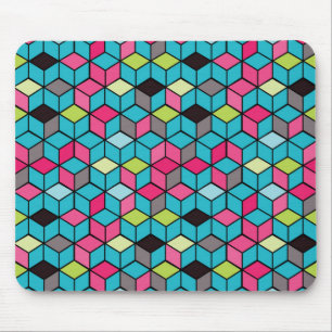 Turquouise och Rosa Cube Mönster Musmatta