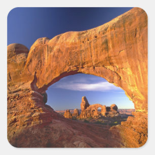Turret Arch, Arches nationalpark, Utah, USA Fyrkantigt Klistermärke