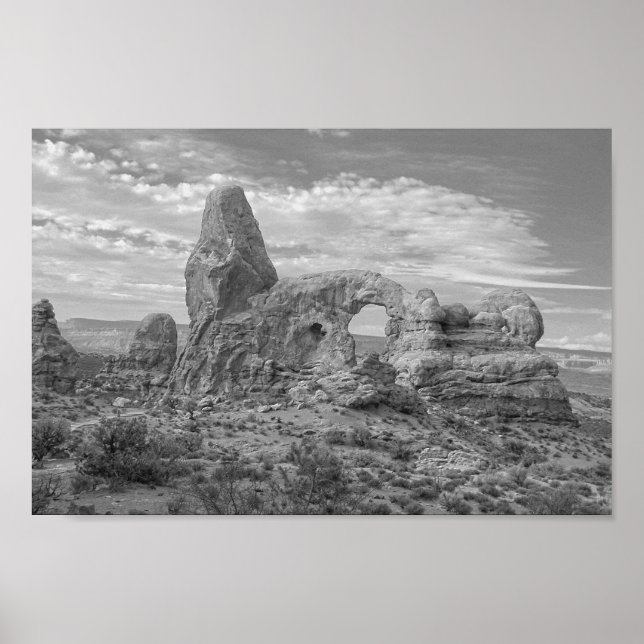 Turret Arch, Black and White, Arches National Park Poster (Framsidan)