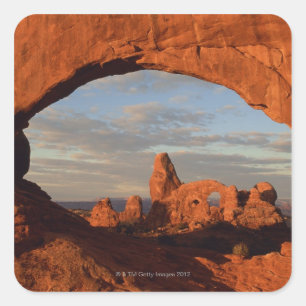 Turret Arch genom North Window, Arches Fyrkantigt Klistermärke
