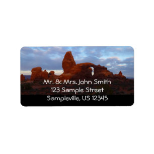 Turret Arch vid Sunrise i Arches nationalpark Adressetikett
