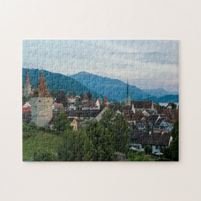 Turrets Zug Cityscape Jigszle Puzzle Pussel (Horisontell)