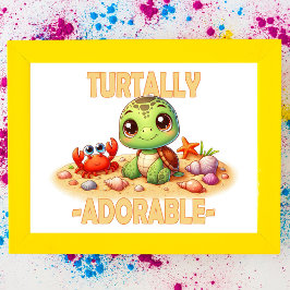 Turtally Ad,roligt pun Cute baby Turtle tecknad Fototryck