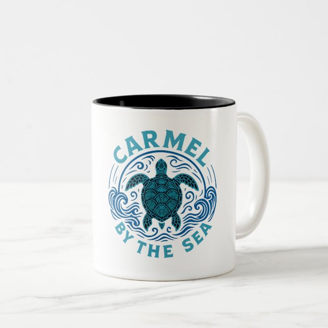 Turtel Carmel vid havsstranden california Två-Tonad Mugg (Framsida höger)