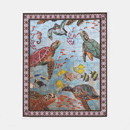 Turtlar med havslevande djur fleecefilt