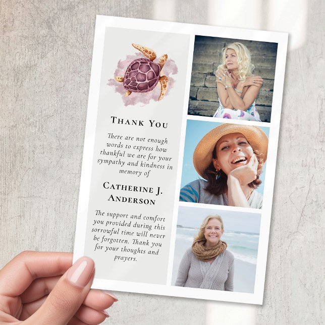 Turtle 3 Photo Sympathy Funeral Tack Kort (Skapare uppladdad)