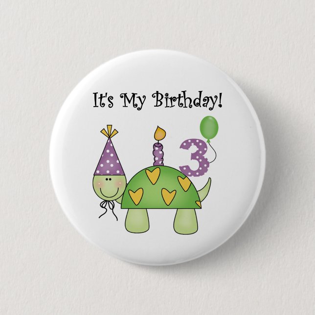 Turtle 3rd Birthday Tshirts and Gifts Knapp (Framsida)