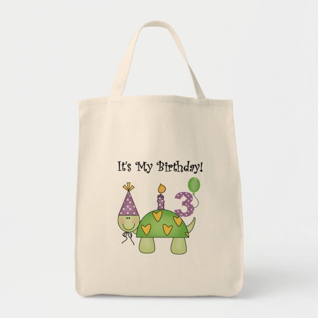 Turtle 3rd Birthday Tshirts and Gifts Tygkasse (Framsidan)