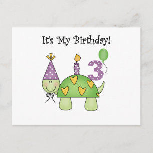 Turtle 3rd Birthday Tshirts and Gifts Vykort