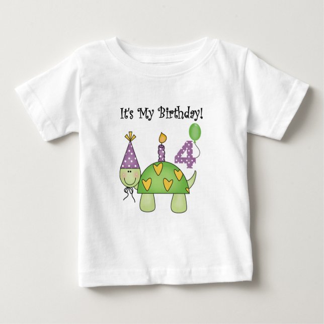 Turtle 4e födelsedagen Tshirts och Gifts (Framsida)