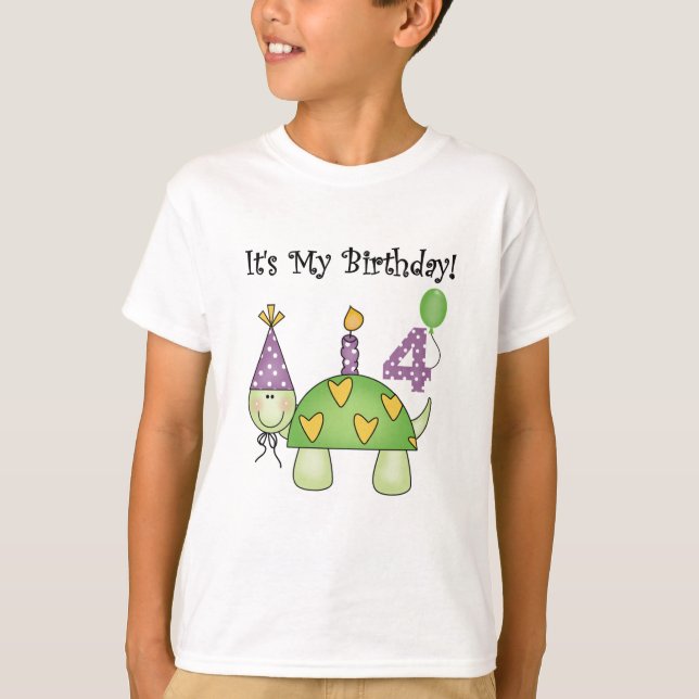 Turtle 4e födelsedagen Tshirts och Gifts (Framsida)