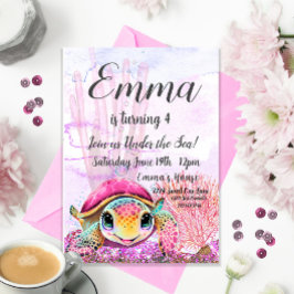 Turtle 4e födelsedagen, under havet inbjudningar