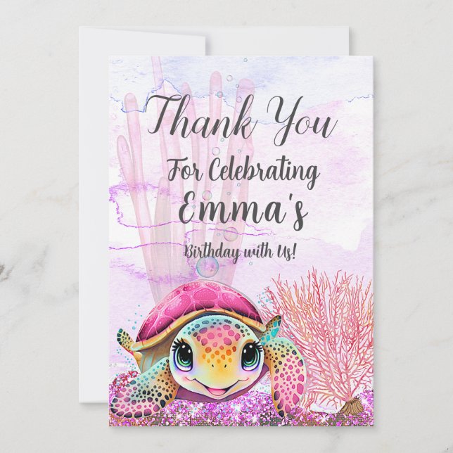 Turtle 4e födelsedagen, under havet tack kort (Framsida)