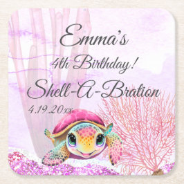 Turtle 4e födelsedagen, under havet underlägg papper kvadrat