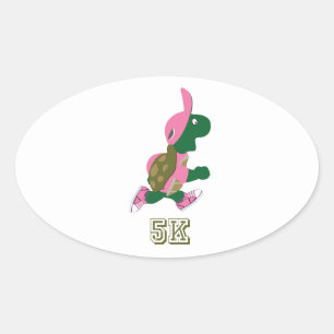 Turtle 5K - Rosa Ovalt Klistermärke