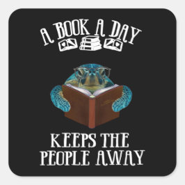 Turtle A Bok A Day Behållas the People Away Reader Fyrkantigt Klistermärke