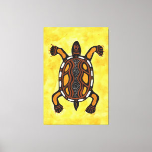 Turtle - aboriginell konsmålning canvastryck