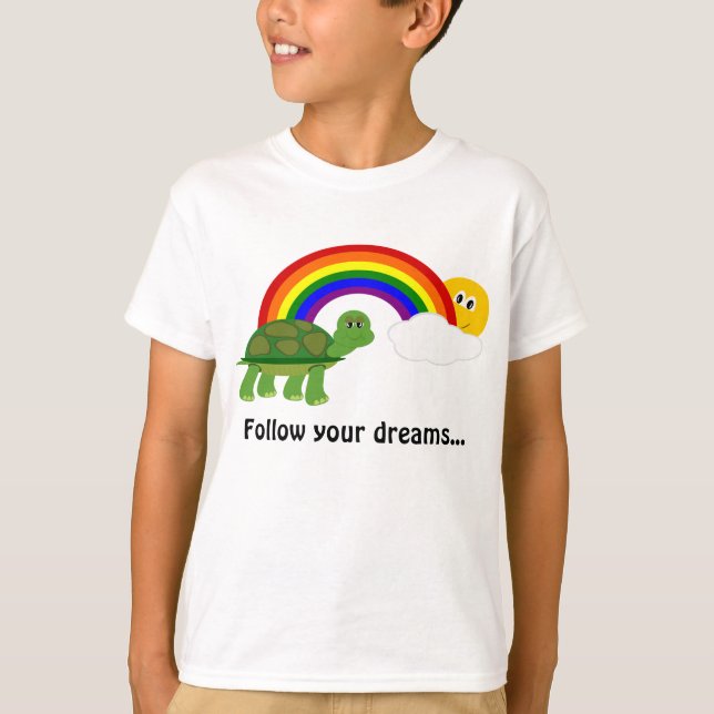 Turtle After Rainbow Följ dina drömmar Tee (Framsida)