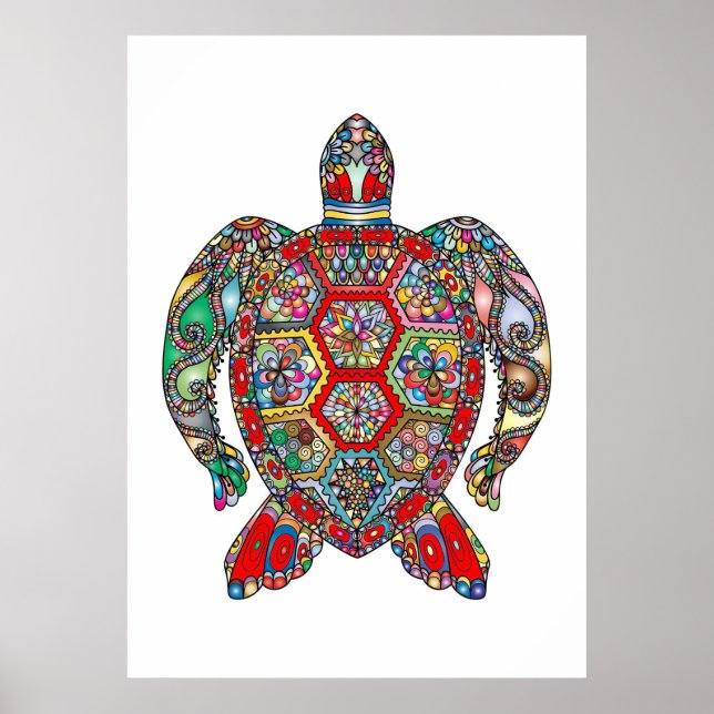 Turtle Älskare Abstrakt Turtle Poster (Framsidan)