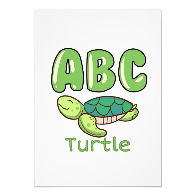 Turtle Älskare Alphabet ABC Brev Turtle Fototryck (Framsidan)