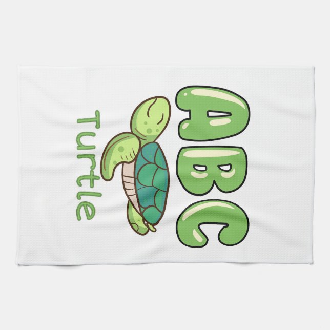 Turtle Älskare Alphabet ABC Brev Turtle Kökshandduk (Horisontell)