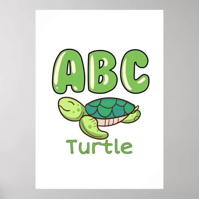 Turtle Älskare Alphabet ABC Brev Turtle Poster (Framsidan)