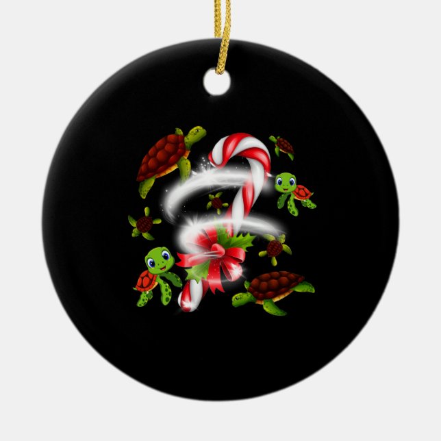 Turtle Älskare| Bara en flicka som Kärlek Turtles Julgransprydnad Keramik (Framsidan)