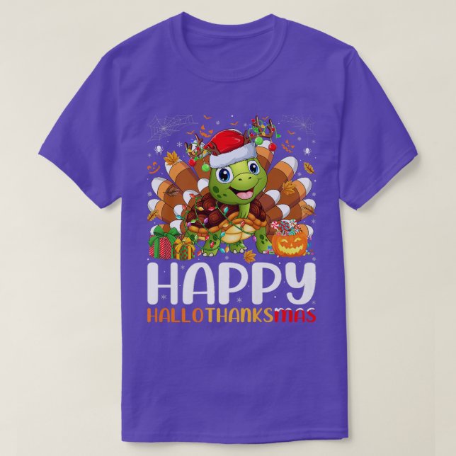 Turtle Älskare Halloween jul Lycklig HalloTack T Shirt (Design framsida)
