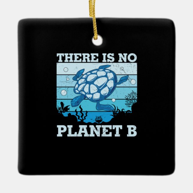 Turtle Älskare | Planet B saknas Julgransprydnad Keramik (Framsida)