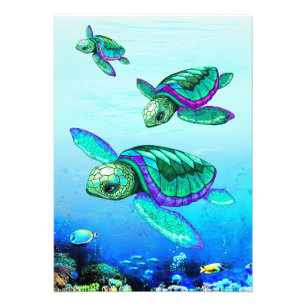 Turtle Älskare Sea Turtles Dance Fototryck