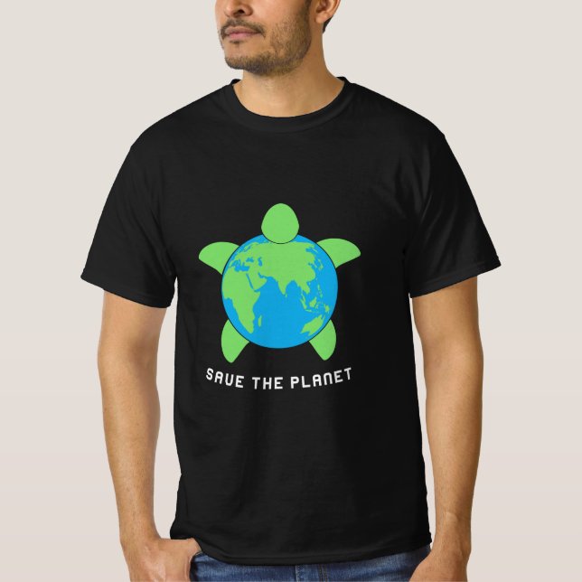 Turtle Älskare | Spara Turtle Planet T Shirt (Framsida)
