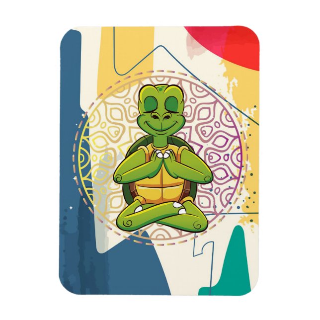 Turtle Älskare Turtle Mandala Meditation Magnet (Vertikal)