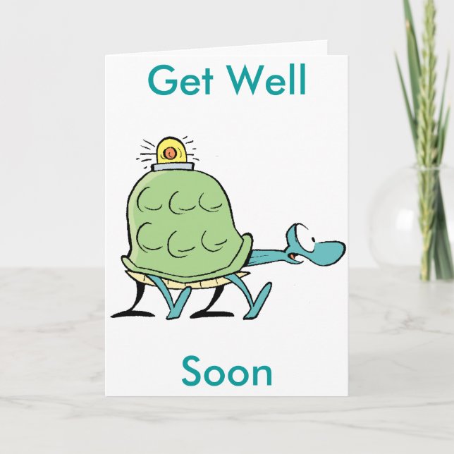Turtle Ambulance Tecknad Get well-Soon Card Kort (Framsida)