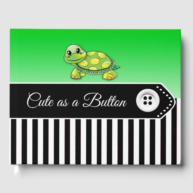 Turtle and Button Baby Shower Keepsak Guest Bok (Framsida)