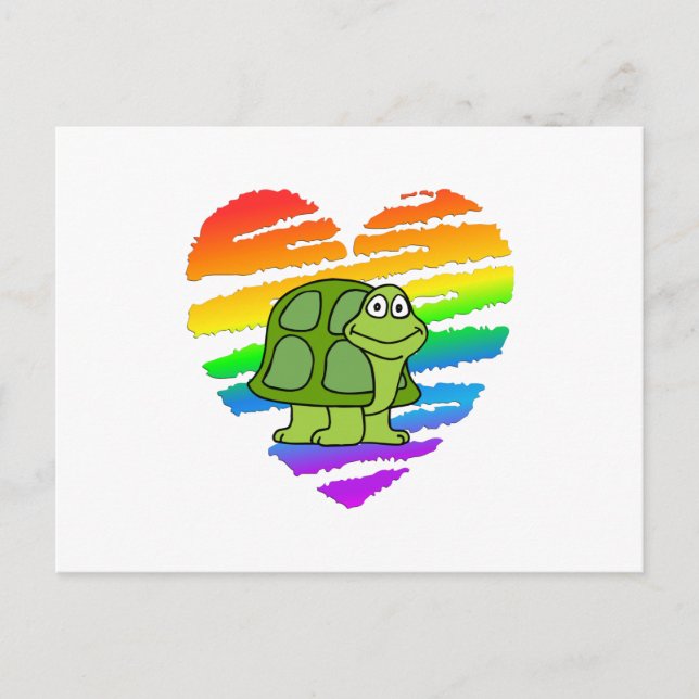 Turtle and Rainbow Heart Vykort (Framsida)