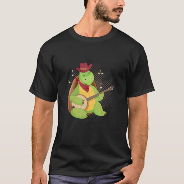 Turtle Animals som spelar Banjos Music Strings Ins T Shirt (Framsida)