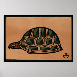 Turtle - Antiquarian, Colorful Bok Illustration Poster