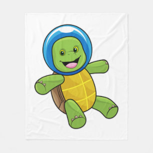 Turtle as Astronaut med Glass boll Fleecefilt