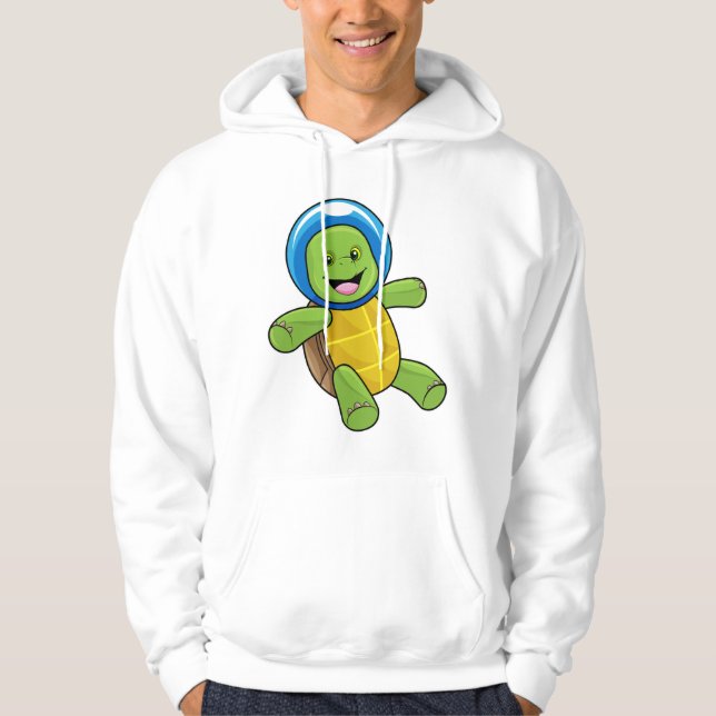 Turtle as Astronaut med Glass boll Hoodie (Framsida)